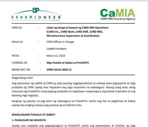CPMI-SALES-MEMO 2023-11-Mga Paalala at Gabay sa ProteKITA